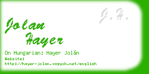 jolan hayer business card